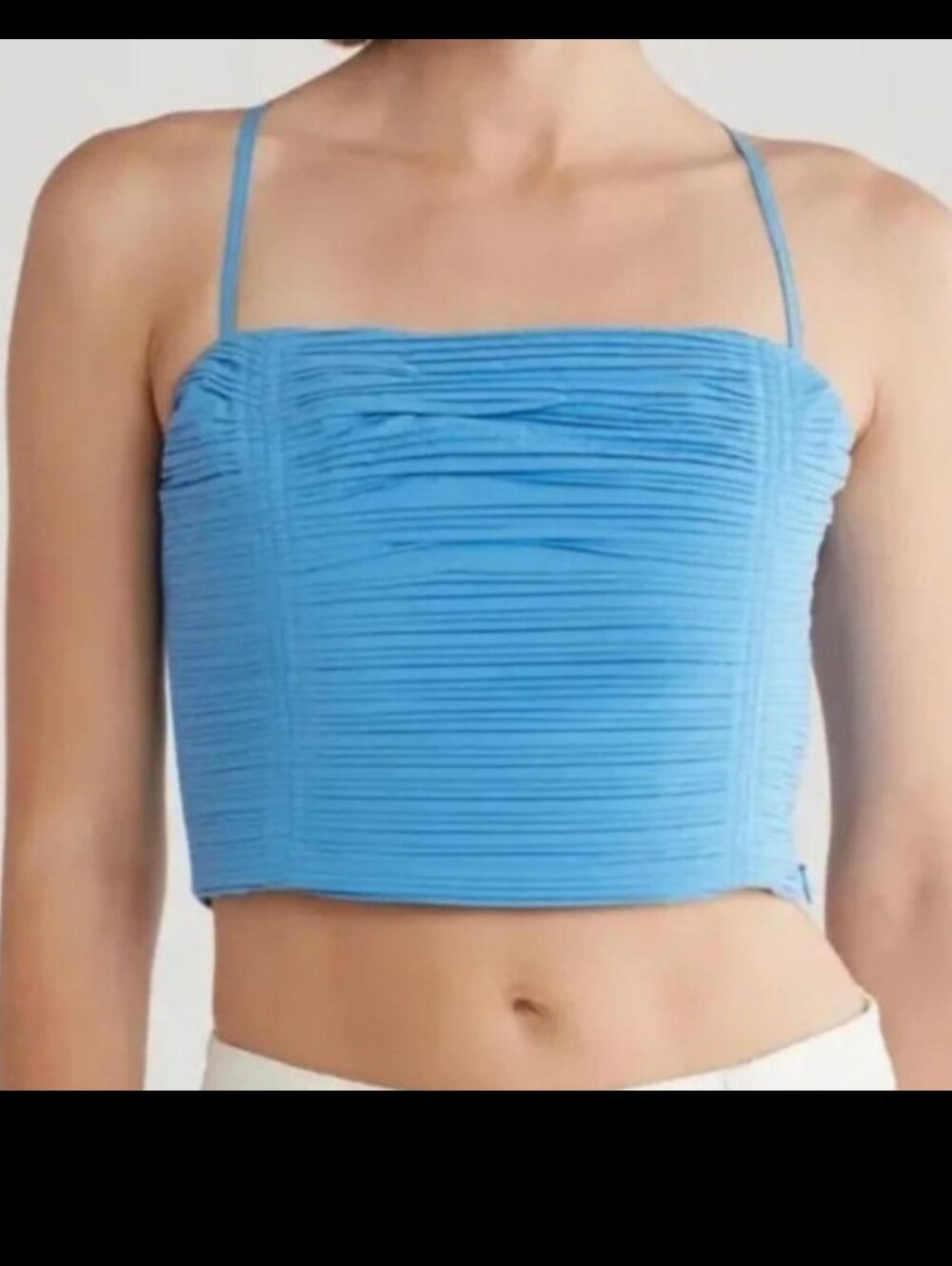 Madewell $78 sz 4 baby blue pleated crop top dressy tank